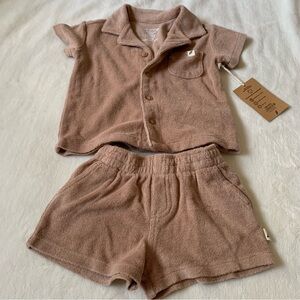 Easy Peasy Baby 100% organic cotton Terry Two-Piece Set in Mauve Size 12 Months